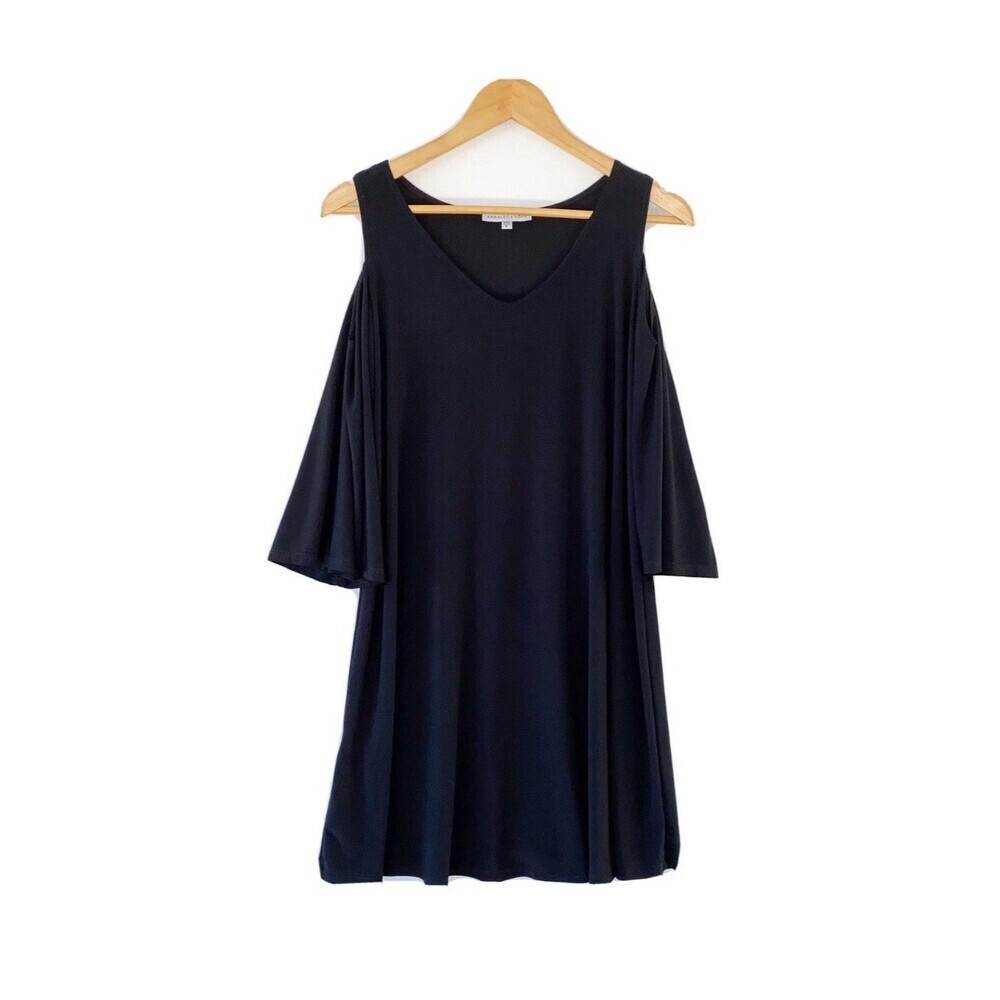 Annalee + Hope Size M Flared Sleeve Cold Shoulder Black Dress